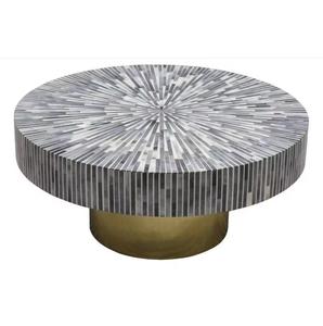 Table basse fabriquée à la main en incrustation d'os avec des accents d'agate naturelle - Product Image 4