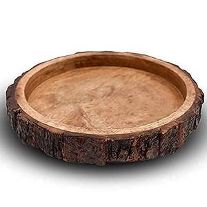 Table Decor <b>Round</b> Shape <b>Wooden</b> Serving Tray Platter for Home and Kitchen - Product Image 1