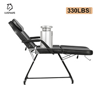 Table de massage multifonctionnelle de luxe pour salon de beauté, lit de soin du visage avec dossier et appui-tête réglables, idéal pour les traitements de tatouage et de beauté