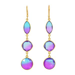 Haute qualité en gros classique multicolore Hydro Doublet pierre boucles d'oreilles longues plaqué or diamant perle fantaisie multi-taille goutte - Product Image 4