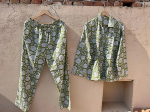 Conjunto Floral de pijama de algodón, ropa de novia de verano de algodón indio, regalos para mujeres, conjunto de pijama de algodón puro 100% - Product Image 4