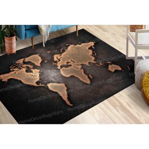 Tapis de carte du monde abstrait, tapis imprimé, tapis antidérapant pour cuisine, salle de classe, tapis en velours de luxe - Product Image 1