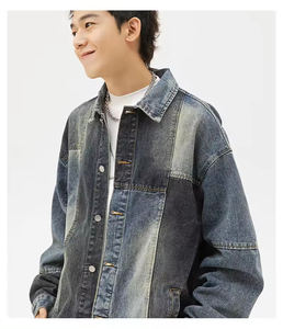 แจ็กเก็ตลำลองสำหรับผู้ชาย, แจ็กเก็ตแนวสตรีทผ้าฝ้าย100% ดีไซน์แบบเย็บปะต่อกันแนววินเทจ - Product Image 3