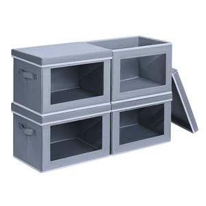Boîtes de rangement en tissu cube personnalisées OEM avec fenêtre, étagères pliables pour chaussures, boîtes décoratives pour la maison, vente en gros - Product Image 1
