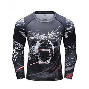 Camiseta de surf de compresión Sve larga con estampado personalizado 2025 para hombres Diseño liso Protección S y Jiujitsu Rashguard para MMA - Product Image 4