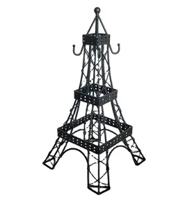 Kim loại màu đen Eiffel tháp đồ trang sức đứng thiết kế đẹp với móc ở đầu dễ thương Vòng Cổ Vòng đeo tay Bông tai phòng thay đồ nhà