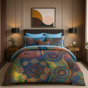 Parure de lit double moderne à imprimé numérique de Noël, en coton Ranforce, 200x220, pour usage domestique - Product Image 1