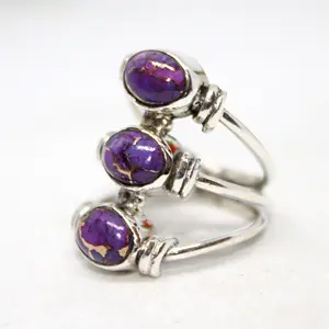 Женское кольцо ручной работы, эффектное 925 стерлингового серебра, фиолетовая медь, бирюза, драгоценный камень, ювелирные изделия, оптовая продажа от производителя