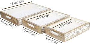 Platos y bandejas de madera de acacia para servir, bandeja de madera multifunción rectangular, platos de madera para servir para decoración del hogar, restaurante - Product Image 6