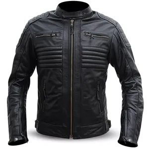 Veste en cuir de haute qualité personnalisée pour hommes Mode décontractée Tendance Bomber de moto Veste en cuir pour hommes - Product Image 1