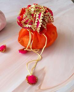 Fabric Gota Potli Design Dry Fruit <b>Bag</b> for Indian Weddings New Year Haldi Mehendi Valentine's Day Diwali Ramadan <b>Halloween</b> - Product Image 2