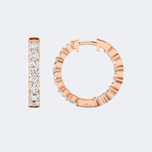 Pendientes de Aro con Diamantes Redondos de 2.60CTW, Oro de 14k, Diamantes Cultivados en Laboratorio, Color D, VVS, Aros Clásicos Grandes para Mujer - Product Image 1