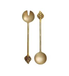 ชุดช้อนส้อมชุบทองพร้อมที่จับทองเหลืองตกแต่งโต๊ะดีไซน์ใหม่ล่าสุด - Product Image 1