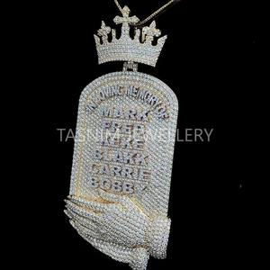 Pendentif Hip Hop de Luxe en Moissanite Plaqué Or 10K Argent Sterling Certifié GIA Symbole Chrétien Unisexe Brillant Éclatant - Product Image 1