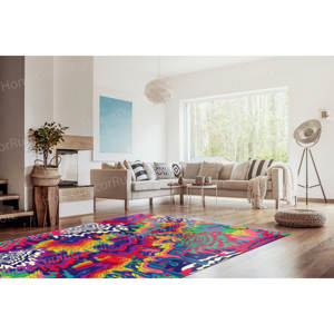 Tapis imprimé psychédélique : moderne, coloré, résistant aux taches, lavable en machine, avec un tapis moelleux - Product Image 2