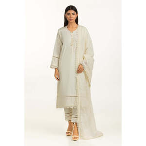 Traje de Encaje de Polycambrik de 3 Piezas con Diseño Estampado Bordado IPSTD-44749 - Product Image 4