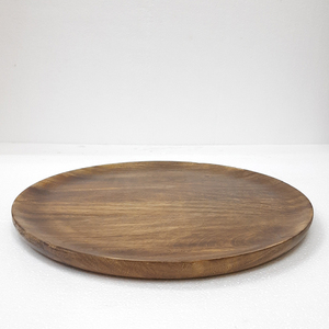 Plateau de service imprimé de forme ronde en bois créatif sous des plats et assiettes émaillés luxe fait à la main - Product Image 3
