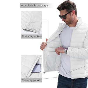 Chaqueta Acolchada Ligera y Transpirable para Hombre, Chaqueta de Invierno Impermeable y Cortavientos con Cuello Alto, 2 Bolsillos Laterales, Personalizable - Product Image 5