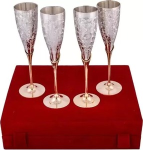 Handcrafted Silver and Gold Plated Table Dining Decor <b>Goblet</b> Wine Set Champagne Glass Christmas Gift Showcase Flute Glass - Product Image 2