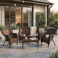 4-teiliges PE-Rattan Outdoor-Sitzgruppen-Set 2-Sitzer-Sofa 2 Sessel Couchtisch Terrassen-Korbmöbel Großhandel
