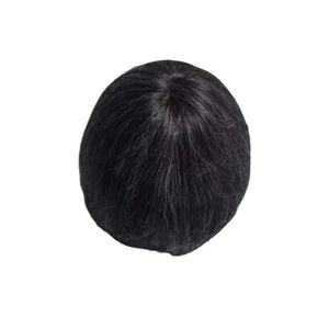 Perruque en cheveux humains à dentelle frontale mono, cheveux chinois vierges Remy, patchs de cheveux, lisses crépus, vague profonde, 1b+gris - Product Image 5