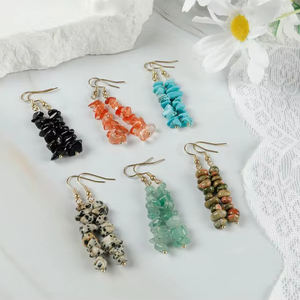 Boucles d'oreilles en cristal faites à la main Boucles d'oreilles pendantes élégantes en cristal de guérison naturelle Boho Chic en argent sterling 925 plaqué or 14 carats cadeau - Product Image 5