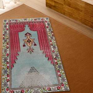 Vintage Pattern Rug, Soft Prayer, Muslim Rug, Oushak Rug, Turkish Rug, Gift For Muslim,With Pile Soft Rug - Product Image 1