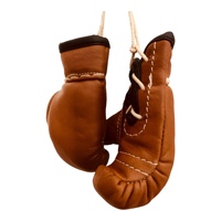 Gants de boxe rétro Geoffrey Mini BG 0oz en cuir de vachette antidérapant, porte-clés et décoration de voiture, fermeture à lacets uniquement
