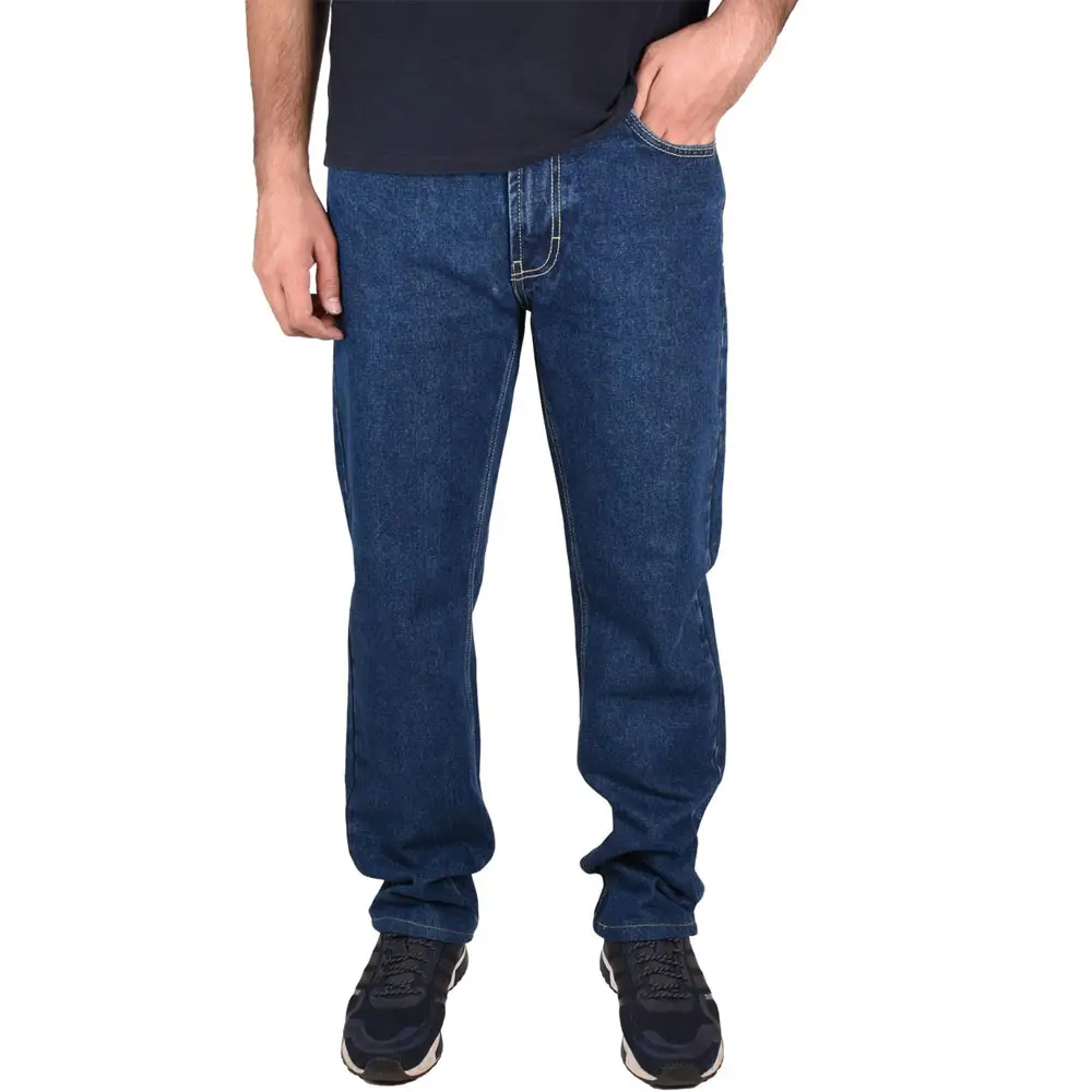 Mens Regular Fit Jeans Perna Reta Casual Denim Calças Todos os Cintura Tamanhos Belt Loops Conforto Fácil Cuidado Bolsos Calças Respiráveis