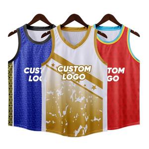 Maillot de basket-ball pour adultes, taille plus, uniforme de basket-ball coloré, haut, sublimation personnalisée, sans manches - Product Image 6