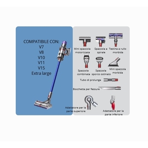 Support mural pour accessoires d'aspirateur, ensemble de 2 pièces, organisateur de rangement mural pour brosses et buses, compatible avec les modèles V15 V11 V7 6+ - Product Image 3