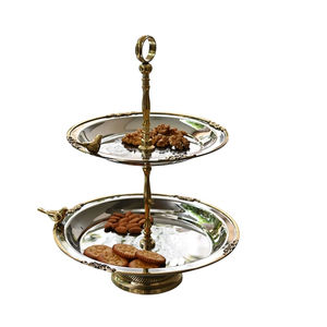 Support à gâteau en métal artisanal à 2 niveaux, design floral élégant, présentoir à desserts, décoration de luxe pour la maison à prix raisonnable - Product Image 6