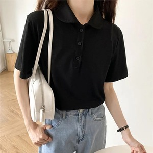 Summer 2024 New <b>Women's</b> <b>Polo</b> <b>Shirts</b> Short Sleeve Turn-down Collar Bottom Casual Loose T-<b>shirt</b> Tops Female Students - Product Image 4