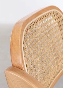 Chaise de salle à manger pliante moderne en bois avec dossier en rotin naturel couleur naturelle pour la maison et le restaurant - Product Image 4