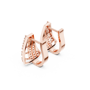 Pendientes de Aro Bali con Corona de Plata de Ley 925 Chapada en Oro Rosa de 18K y Circonita Brillante, Joyería de Lujo para Mujer - Product Image 3