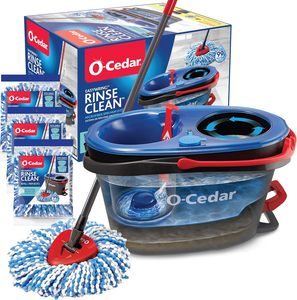 O-Cedar EasyWring RinseClean Microfiber <b>Spin</b> <b>Mop</b> & Bucket Floor Cleaning System with 3 Extra Refills, Plastic, Grey - Product Image 3