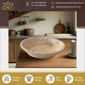 Tazón de Madera Tallado a Mano de Primera Calidad, Estilo Vintage, para Servir, Artesanía Kamal, para Uso en el Hogar o Restaurantes, Precio con Descuento por Volumen - Product Image 3