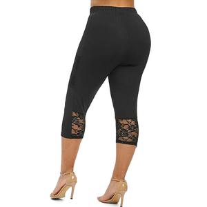 Plus Size Womens Solid <b>Lace</b> Leggings Full Length High Waist Quick Dry Breathable Eco-Friendly Yoga Sweatpants Oversized - Product Image 3
