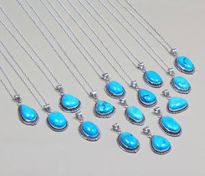 Collar con colgante de turquesa de Plata de Ley 925 hecho a mano, joyería chapada en oro para mujer, piedra preciosa turquesa teñida - Product Image 3