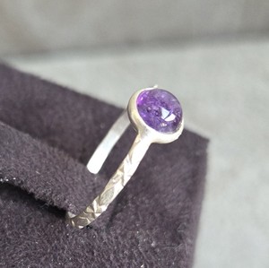 Amethyst Wedding Band, Bezel <b>Set</b> in Handcrafted 925 <b>Silver</b>, Trendy Ethnic Style Fashion <b>Ring</b> for Women - Product Image 1
