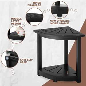 Taburete esquinero de madera que ahorra espacio para dormitorios y salas de estar hecho de madera de acacia duradera con diseño moderno - Product Image 3