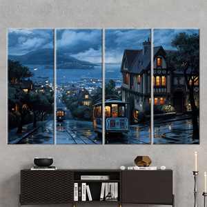 Impression sur toile de l'ancienne Istanbul - Art urbain moderne pour la maison ou le bureau, 4P : encadré - Product Image 1