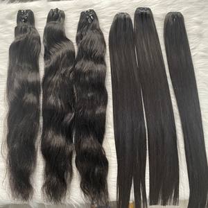 Extensiones de cabello humano Remy negro Natural de trama recta de hueso doble dibujado de la mejor calidad, cabello peruano brasileño vietnamita - Product Image 1