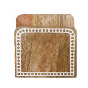 Wooden <b>Napkin</b> Holder With Elegant White Beaded Design Perfect Tabletop <b>Napkin</b> <b>Dispenser</b> For Home & Restaurant Supplies - Product Image 1