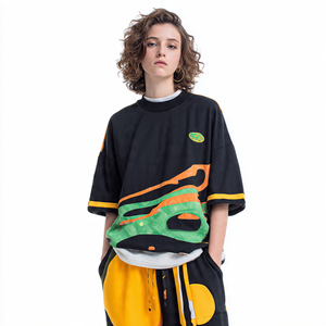 OEM Tie Dye Print T Shirts Survêtement Femmes Eté Jogging Sublimation T Shirt Jogger Set Street Drop Shoulder Tee Baggy Trouser - Product Image 3