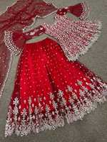 Robe longue de soirée de mariage Bollywood de marque indienne 2024, en dentelle écologique, avec boutons, style Sharara, pour femme