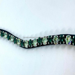 สายรัดคิ้วหนังม้าทำมือรูปคลื่นประกายมรกต8มม. ทำจากอินเดีย - Product Image 1