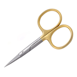 Tijeras de pesca con mosca de acero inoxidable supercortadas de 4 pulgadas personalizadas, medio dorado con borde dentado para tela/costura y atado de moscas - Product Image 4