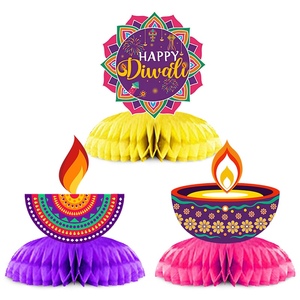 Suministros Personalizados para la Fiesta de Diwali, Lámpara Diya de Papel de Seda 3D, Centro de Mesa con Forma de Panal de Abeja, Decoración de Escritorio para la Celebración India - Product Image 1