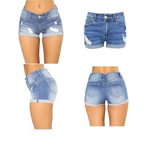 Pantalones cortos de mezclilla de moda para mujer, pantalones cortos de mezclilla informales de verano con lavado ácido desgastado con estilo para mujer - Product Image 2